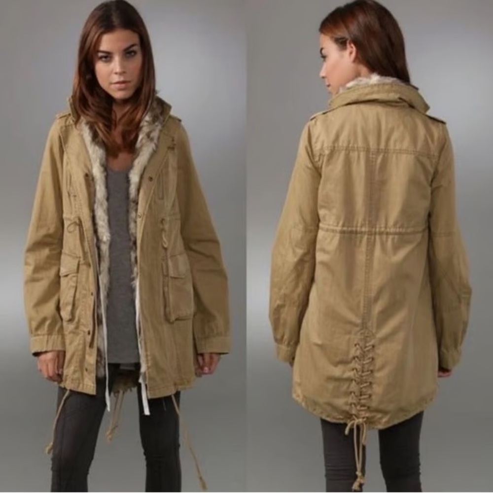 Free People We The Free Boho 3 in 1 Fur Trim Field Jacket Parka Vest